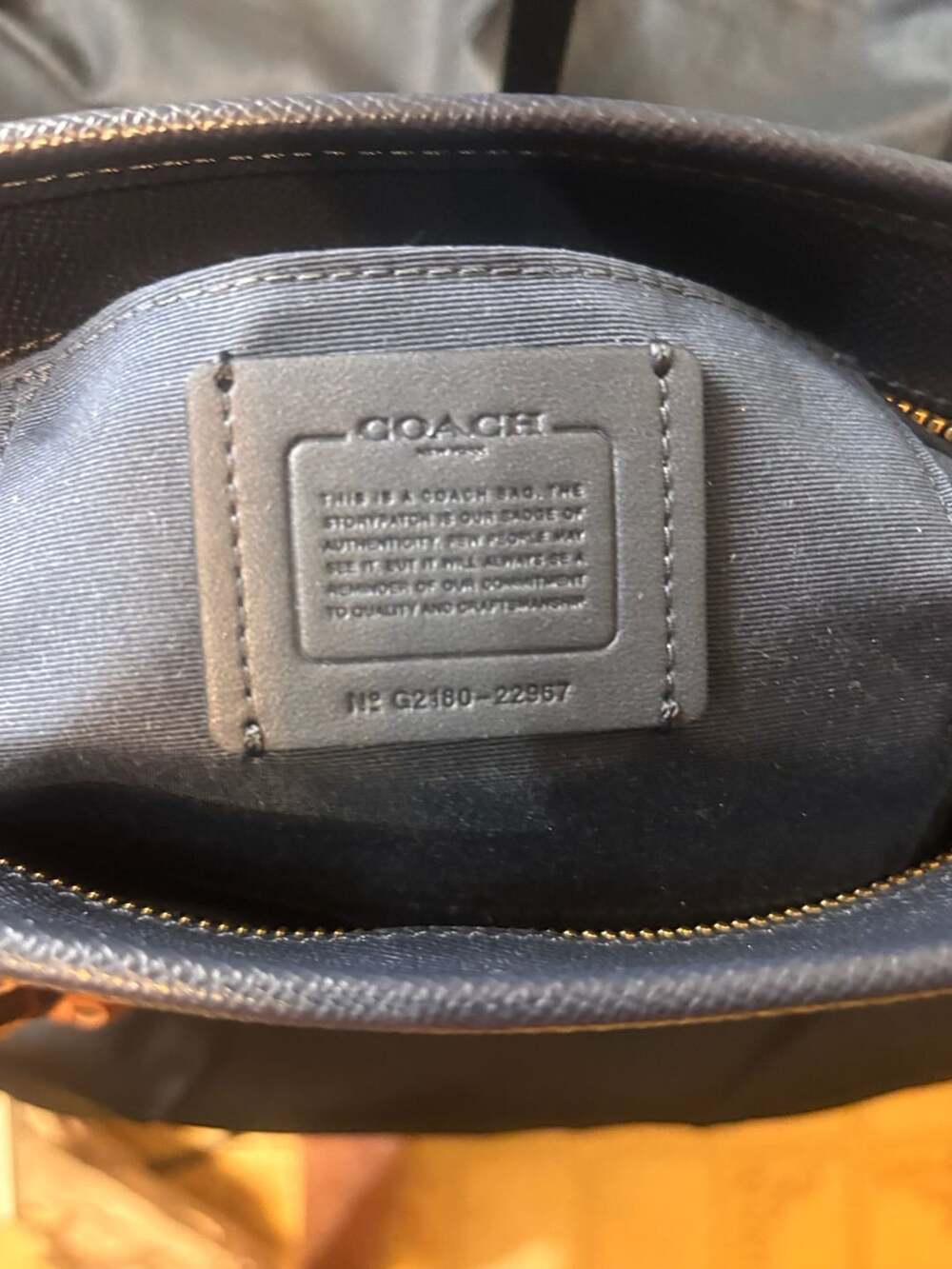 Coach Crossgrain Leather City Zip Tote Handbag Midnight Blue - Picture 8 of 8